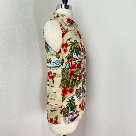 Great Northwest Aloha Womens Blouse Top Small Rayon Tropical Travel Resort Boho - Picture 9 of 11